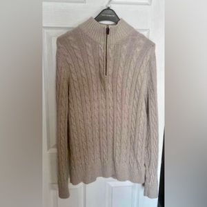 Mens Large, Quarter Zip Beige Sweater, Old Navy